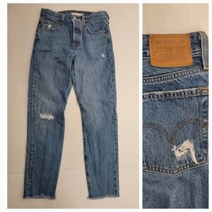 Levi's Premium Jeans Sz 25 Wedgie Slim Straight High Rise Button Fly Rigid Big E